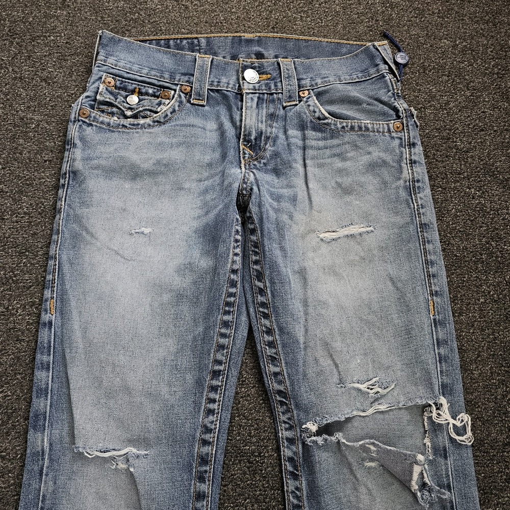 True Religion Jeans Women's 28 Slim Straight Rhinestone Embellished Back Pockets - Picture 2 of 13